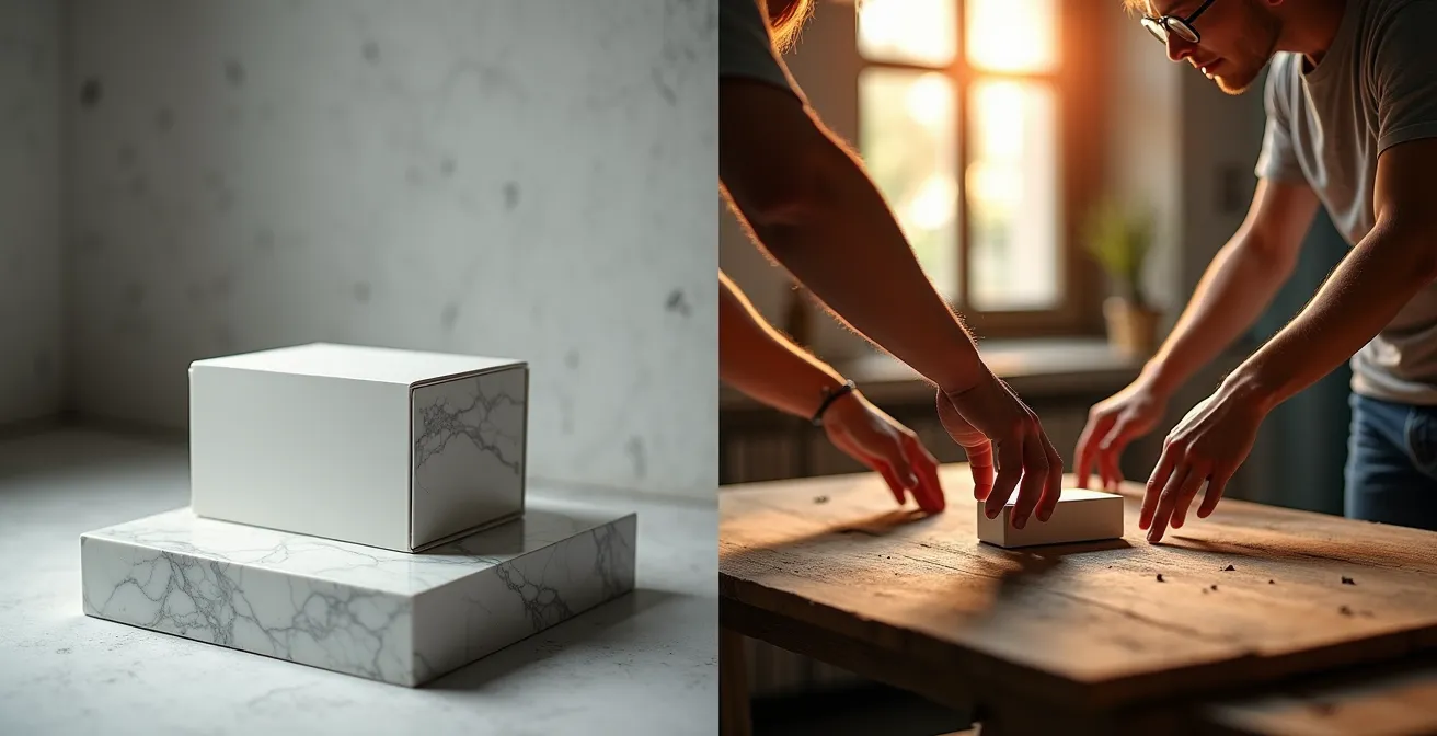 Contraste entre producto pulido sin usar y prototipo funcional con usuarios activos