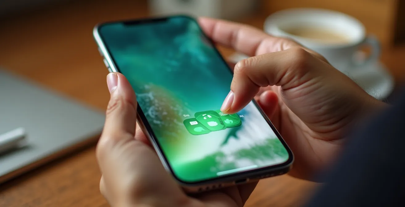 Profesional enviando mensaje personalizado por WhatsApp Business con respuestas positivas