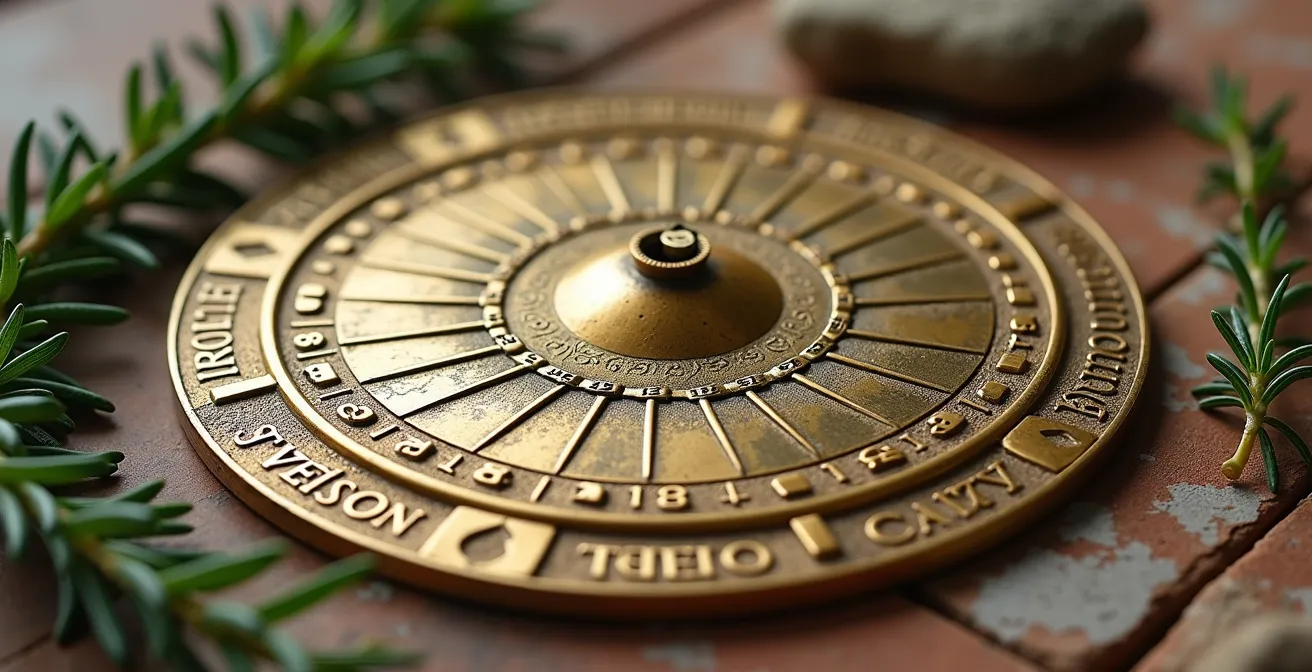 Calendario circular empresarial mostrando momentos clave de revisión estratégica