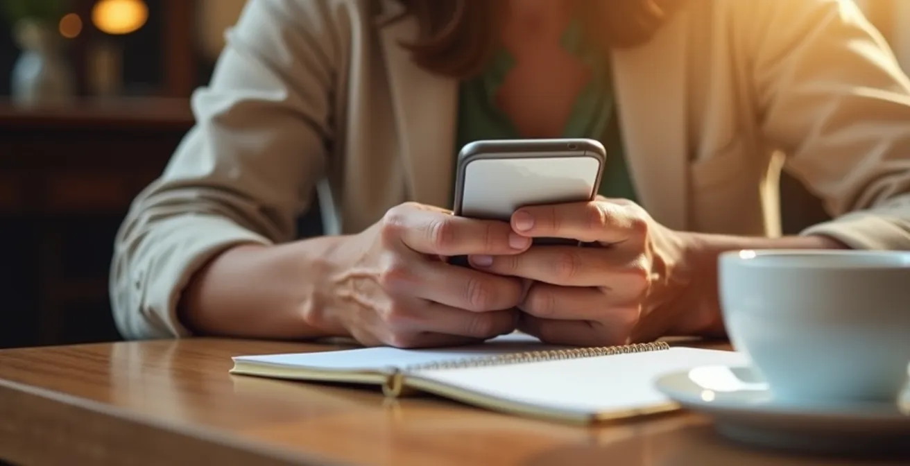 Primer plano de manos sosteniendo smartphone mostrando proceso de compra simplificado