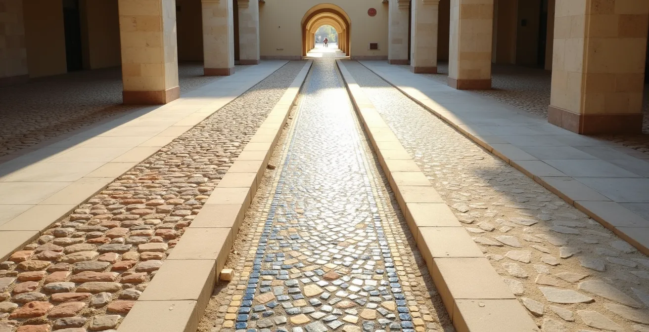 Tres caminos empresariales divergentes simbolizando las estrategias de precio, calidad y especialización