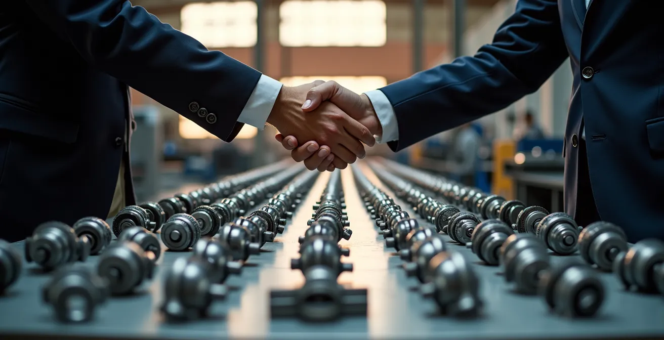 Reunión de negociación entre empresa española y proveedor para implementar sistema JIT