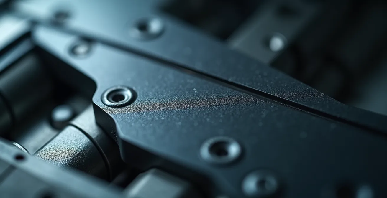 Detalle macro de mecanismo de cambio rápido en maquinaria industrial