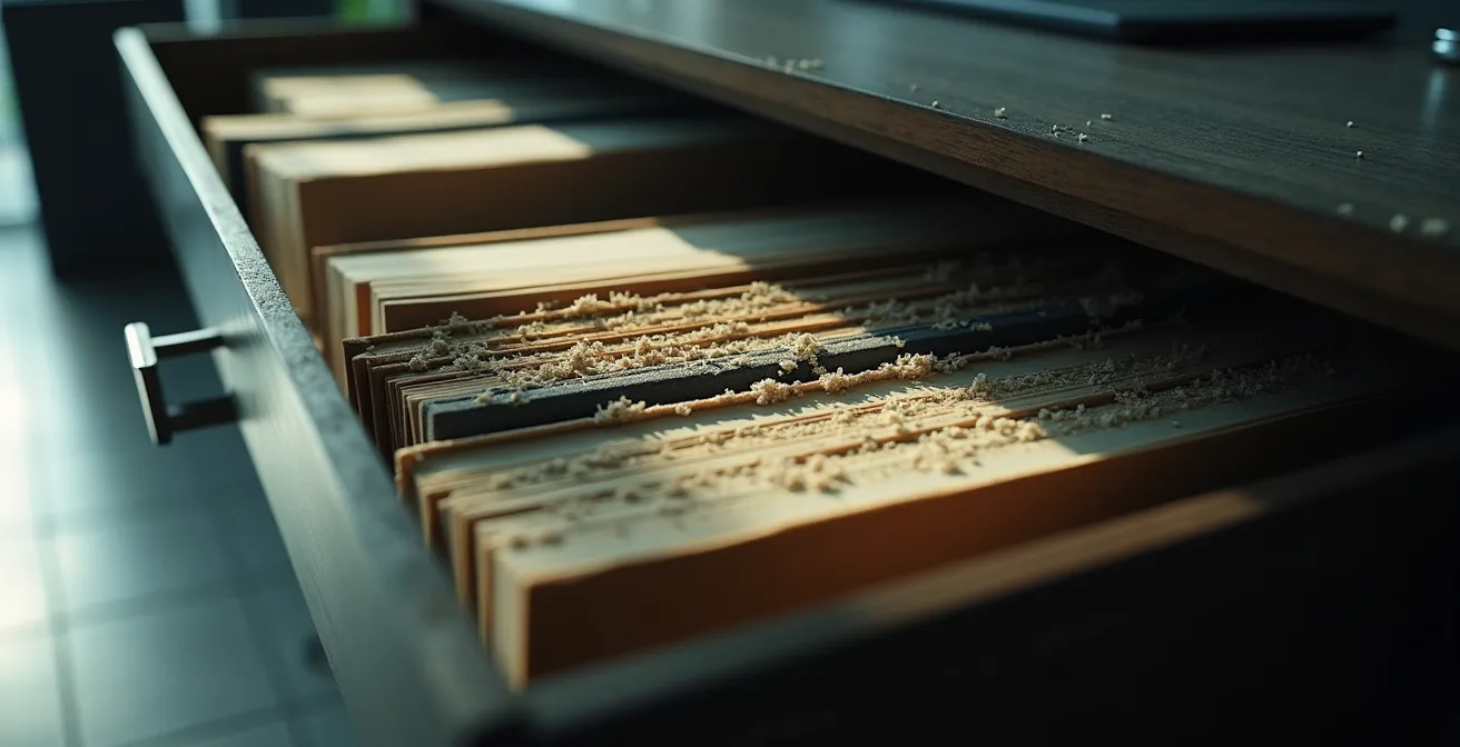 Documentos de estrategia empresarial olvidados en cajón de oficina española